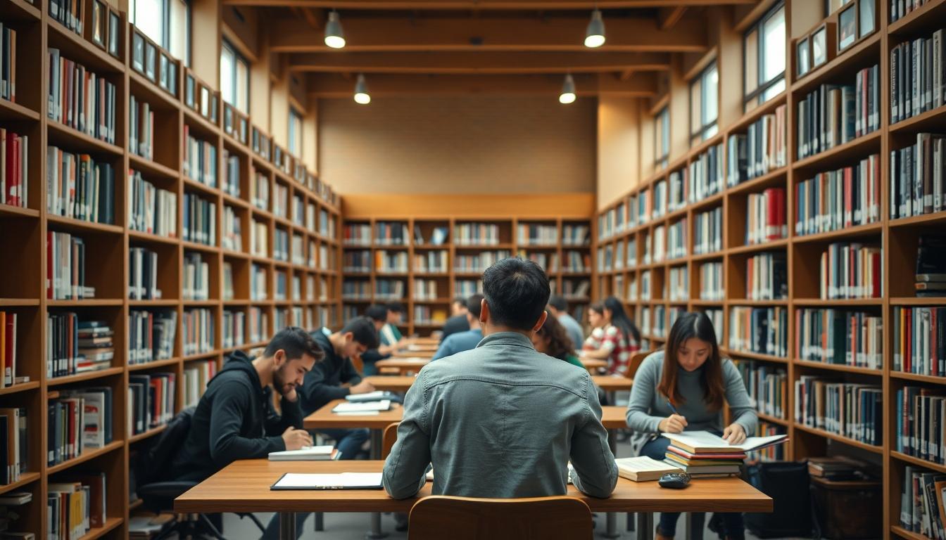 Students collaborating in study space